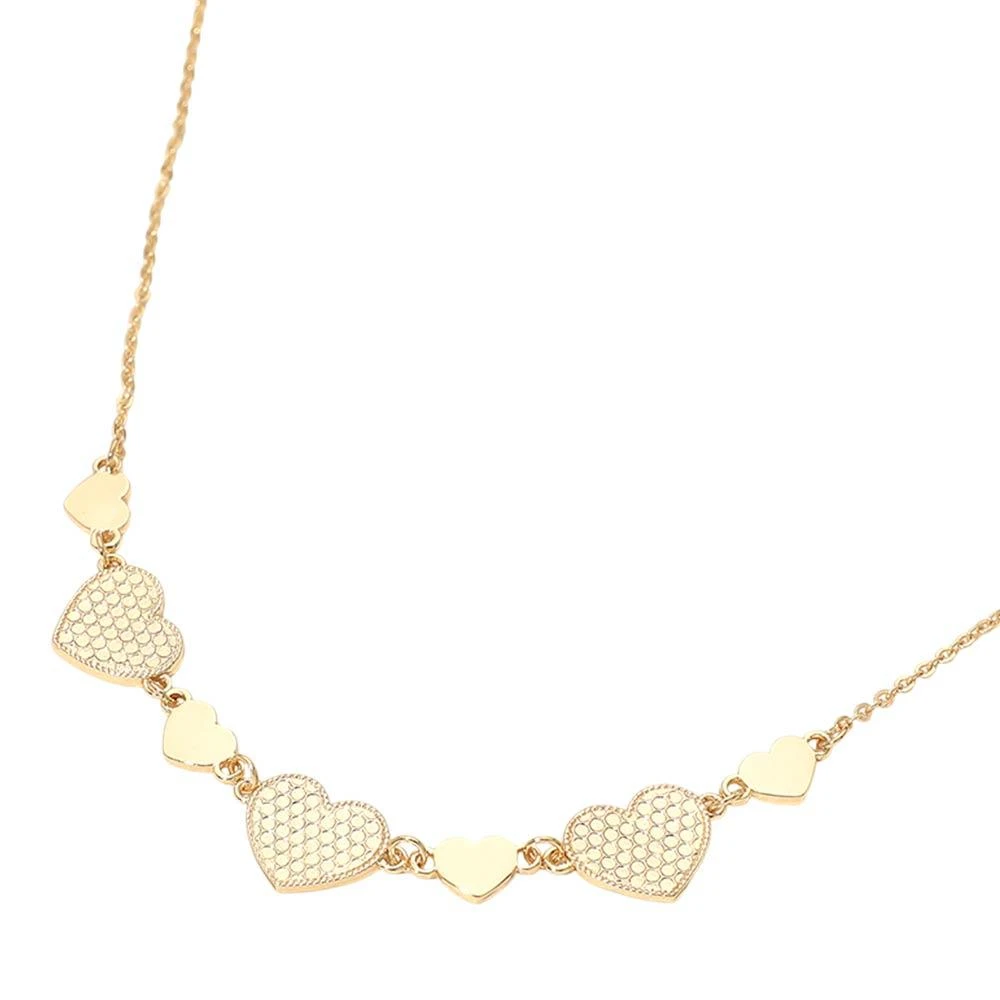 FASHNZFAB Metal Heart Plate Link Necklace 2