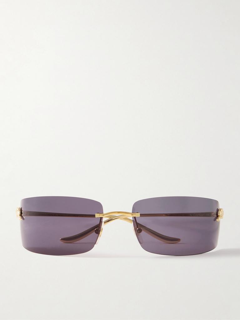 Cartier Eyewear Panthère De Cartier 金色金属无边长方框太阳镜