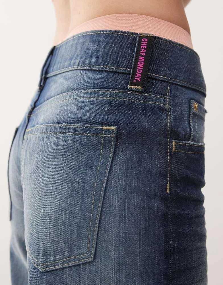 Cheap Monday Cheap Monday Poser mid rise wide leg skater jeans in star dark wash blue 3
