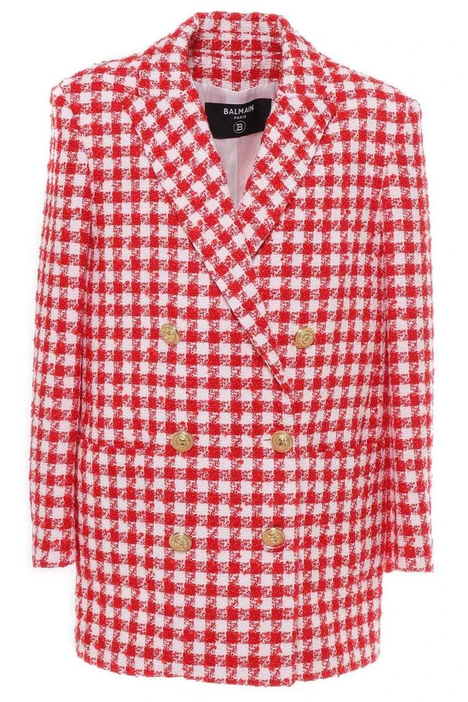 Balmain Balmain Kids Double-Breasted Gingham-Check Blazer