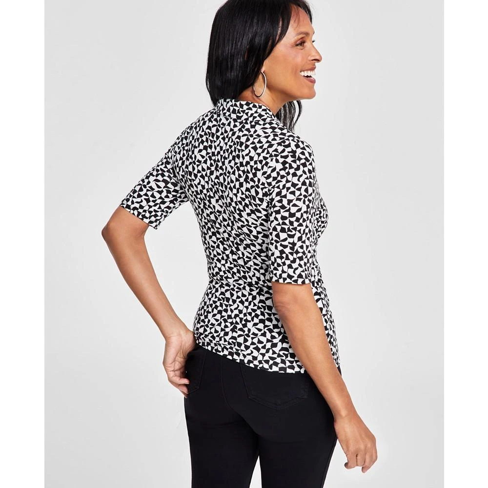 I.N.C. International Concepts Women's Printed Twist-Front Collared Top, Created for Macy's 2
