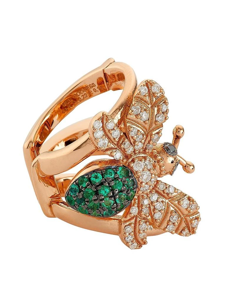 Bee Goddess Honey Bee 18K Rose Gold, Emerald 
0.03 TCW Diamond Ear Cuff 4