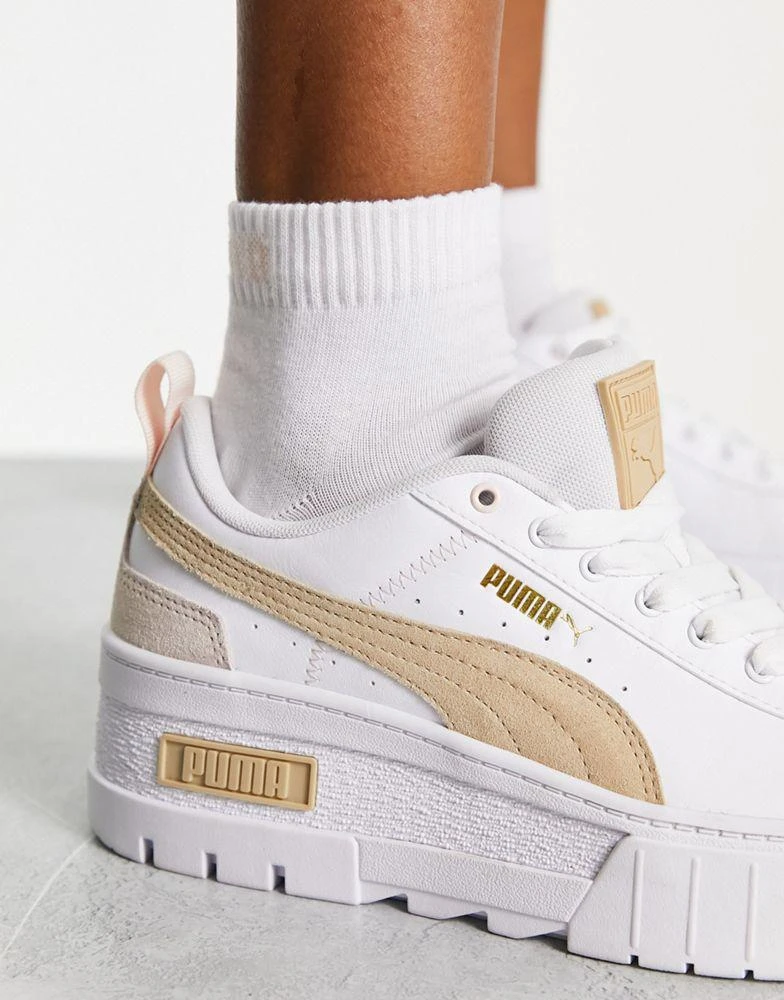 Puma Puma Mayze platform trainers in white and oatmeal 3