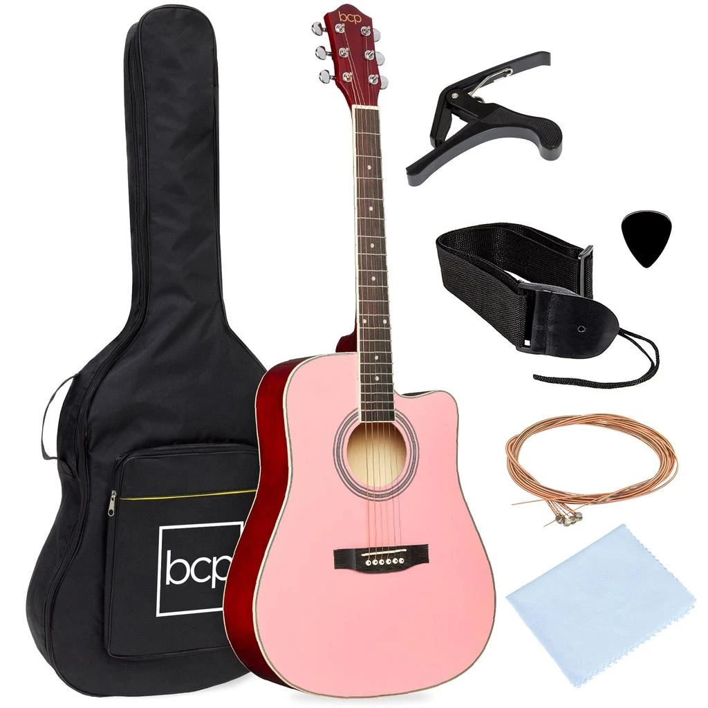 Best Choice Products 41in Full Size Beginner Acoustic Guitar Set with Case, Strap, Capo, Strings 1