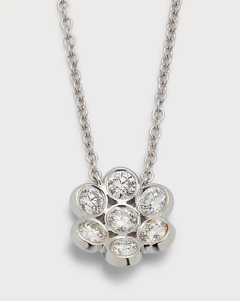 Bayco 18k White Gold Flower Diamond Pendant Necklace 1