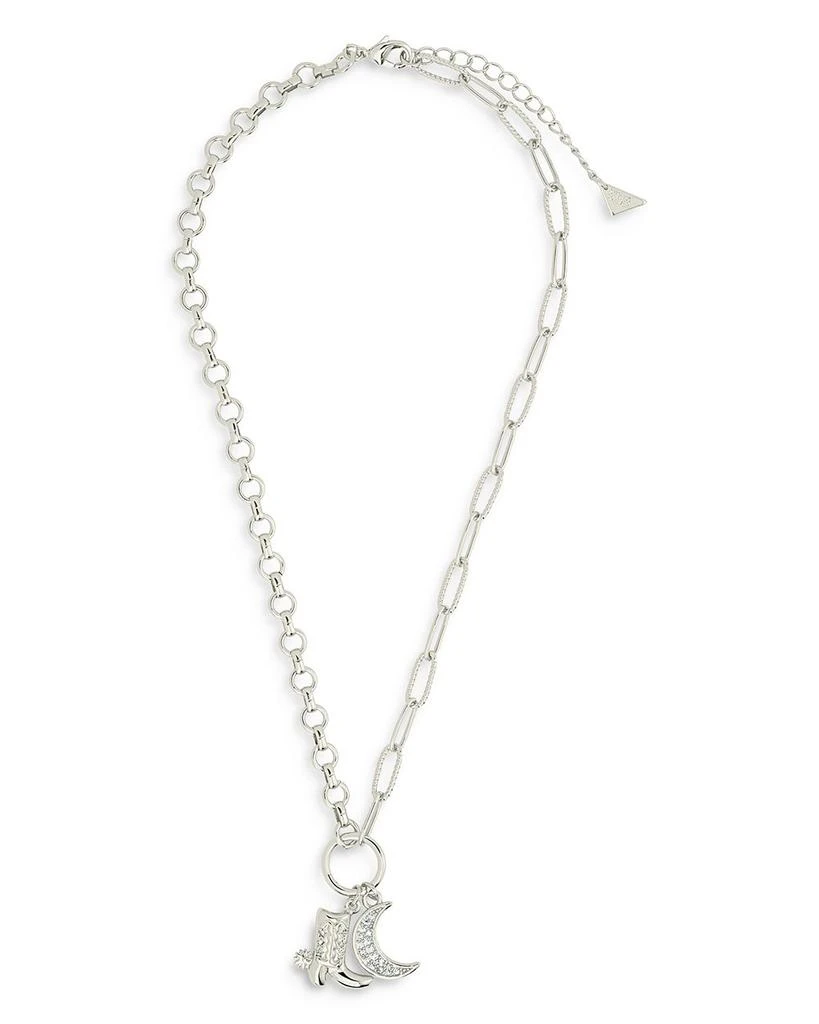Sterling Forever Kelsea Pavé Moon & Cowboy Boot Pendant Necklace in Rhodium Plated, 16"-18" 3