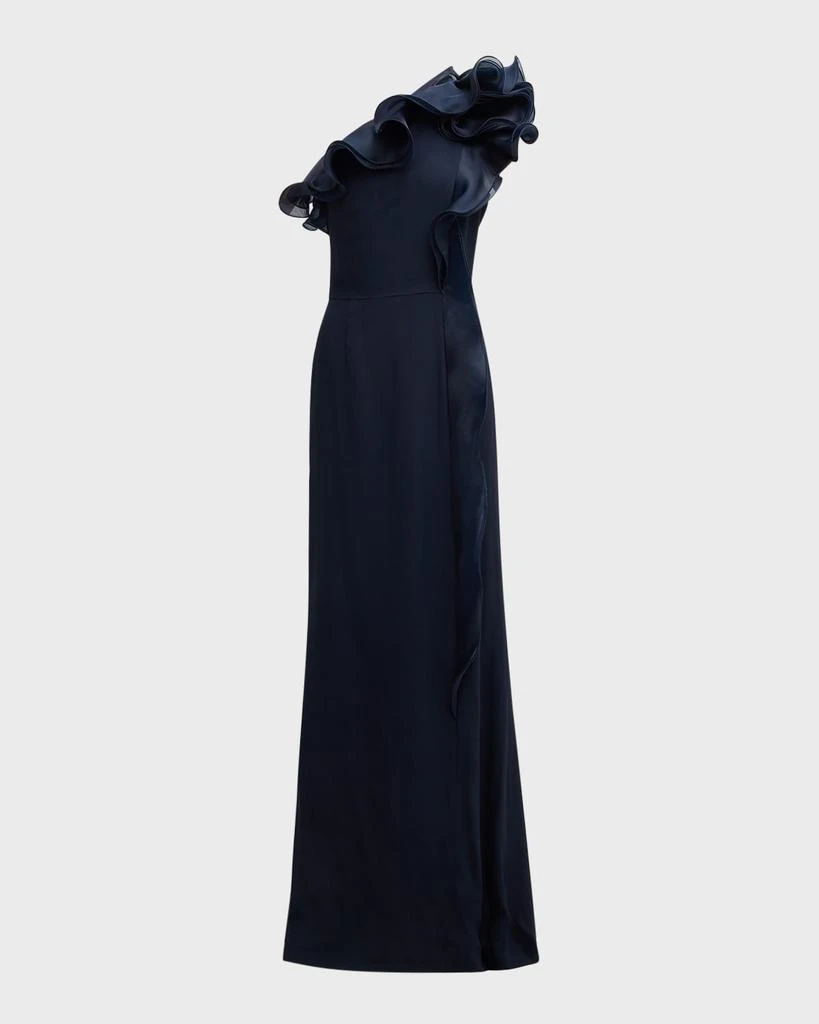 Teri Jon One-Shoulder Ruffle Column Gown 1