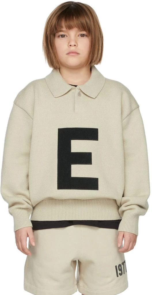 Essentials Kids Beige Knit Big E Polo Sweater 2