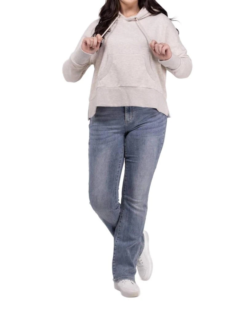 Wanakome Layna Front Pouch Pocket Cropped Hoodie In Heather Oatmeal 1