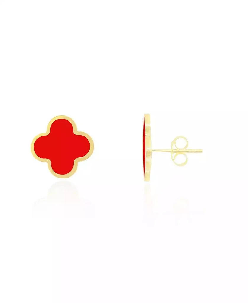 The Lovery Large Coral Clover Stud Earrings 14K Gold