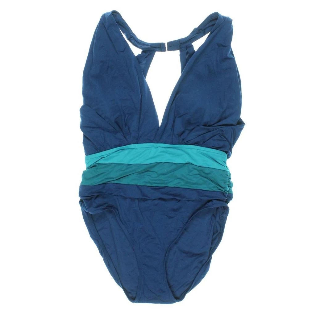 Badgley Mischka Womens Triangle Colorblock One-Piece Swimsuit 3