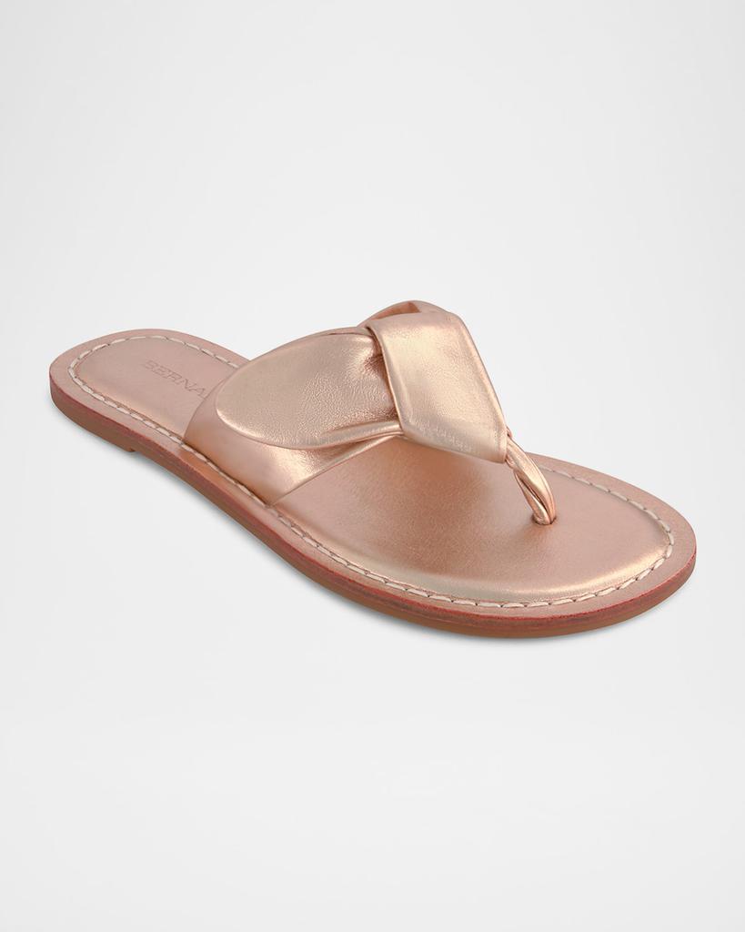 Bernardo Laia Metallic Knotted Bow Thong Sandals