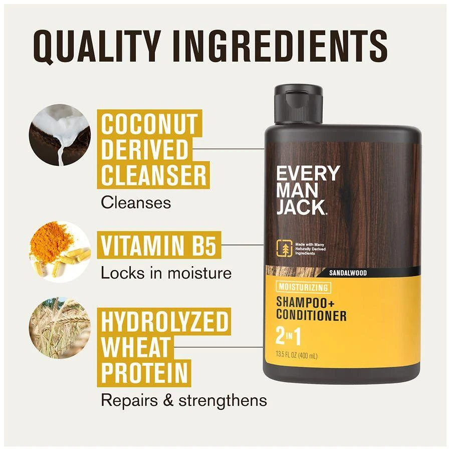 Every Man Jack 2-in-1 Shampoo + Conditioner Sandalwood 3