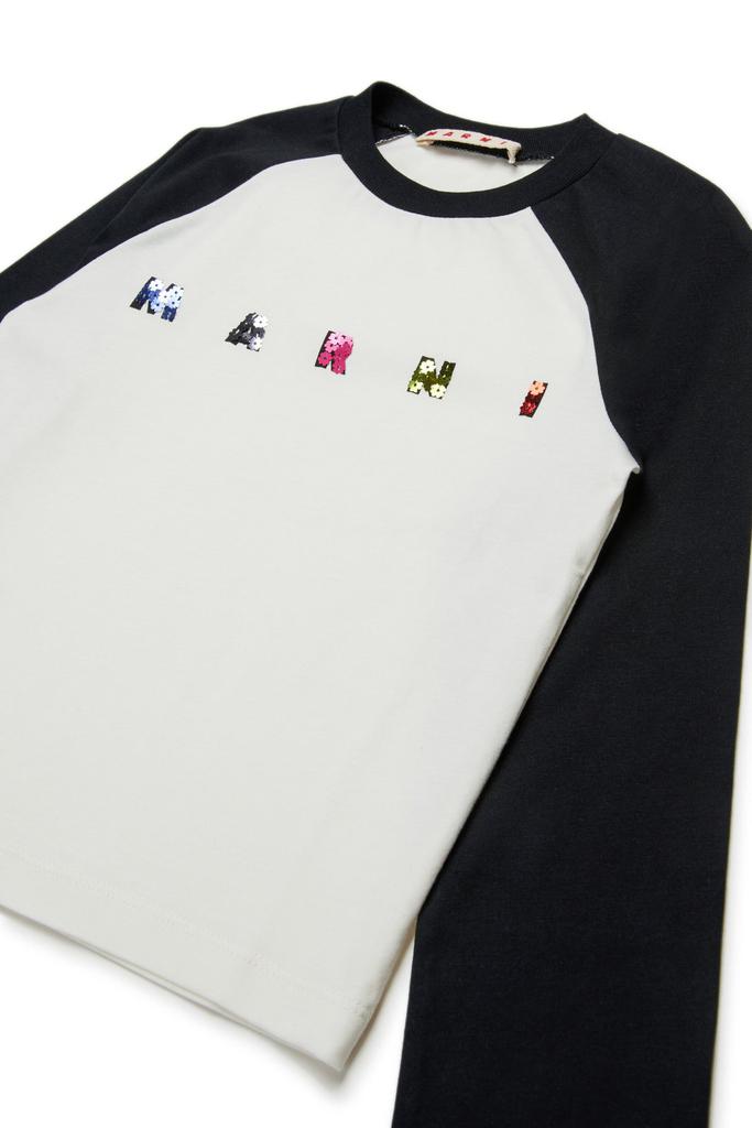 【新品・未使用】MARNI KIDS グリッターロゴ コットンTシャツ白14Y MARNI（マルニ） MARNI KIDS キッズ Tシャツ M01601 M00RF レディース