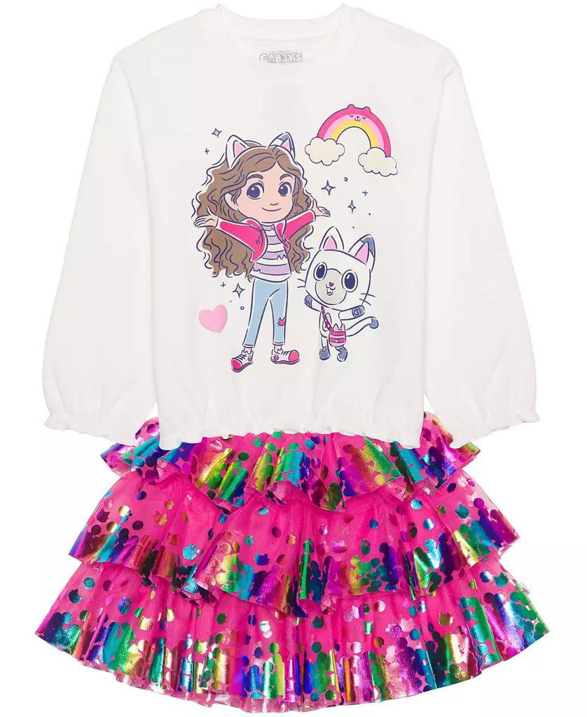 Hybrid Toddler and Little Girls 2-Piece Gabby's Dollhouse Long Sleeve Top and Skirt Set