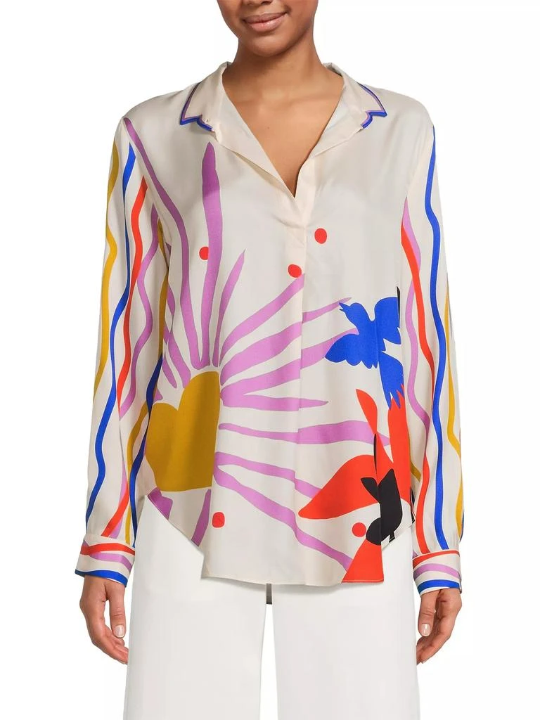 Johnny Was Mariella Endless Sunshine Silk-Blend Blouse 3