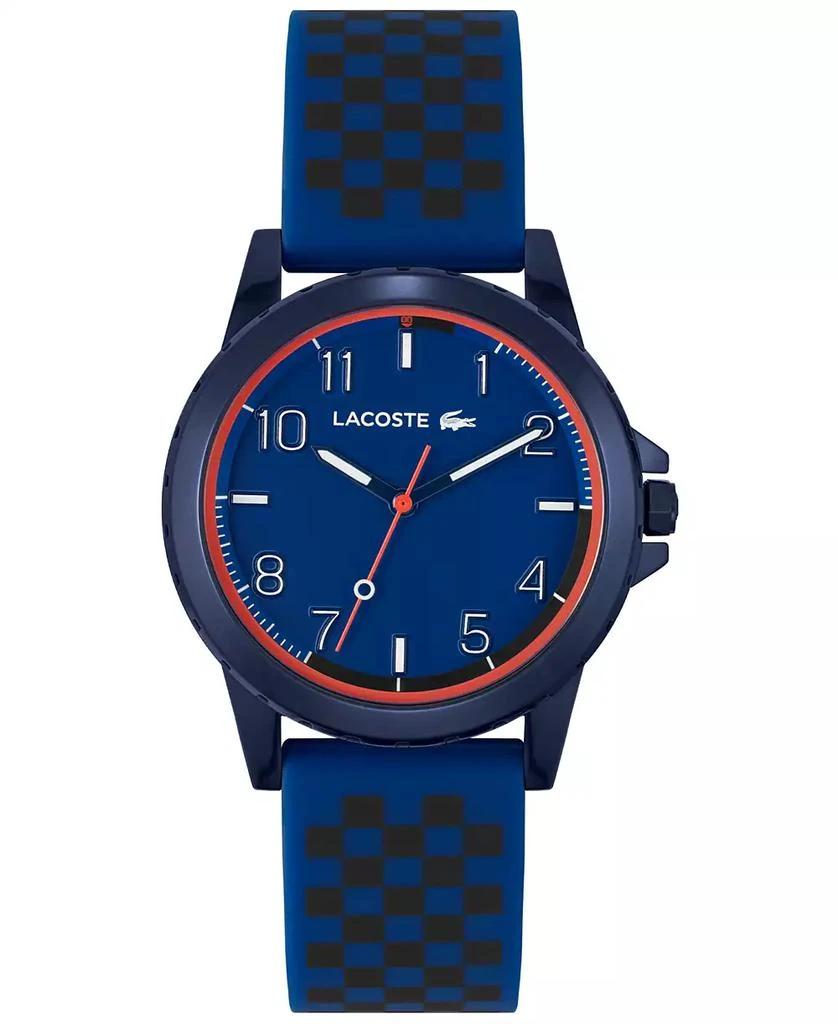 Lacoste Kids Rider Blue and Black Checkered Print Silicone Strap Watch 36mm 1