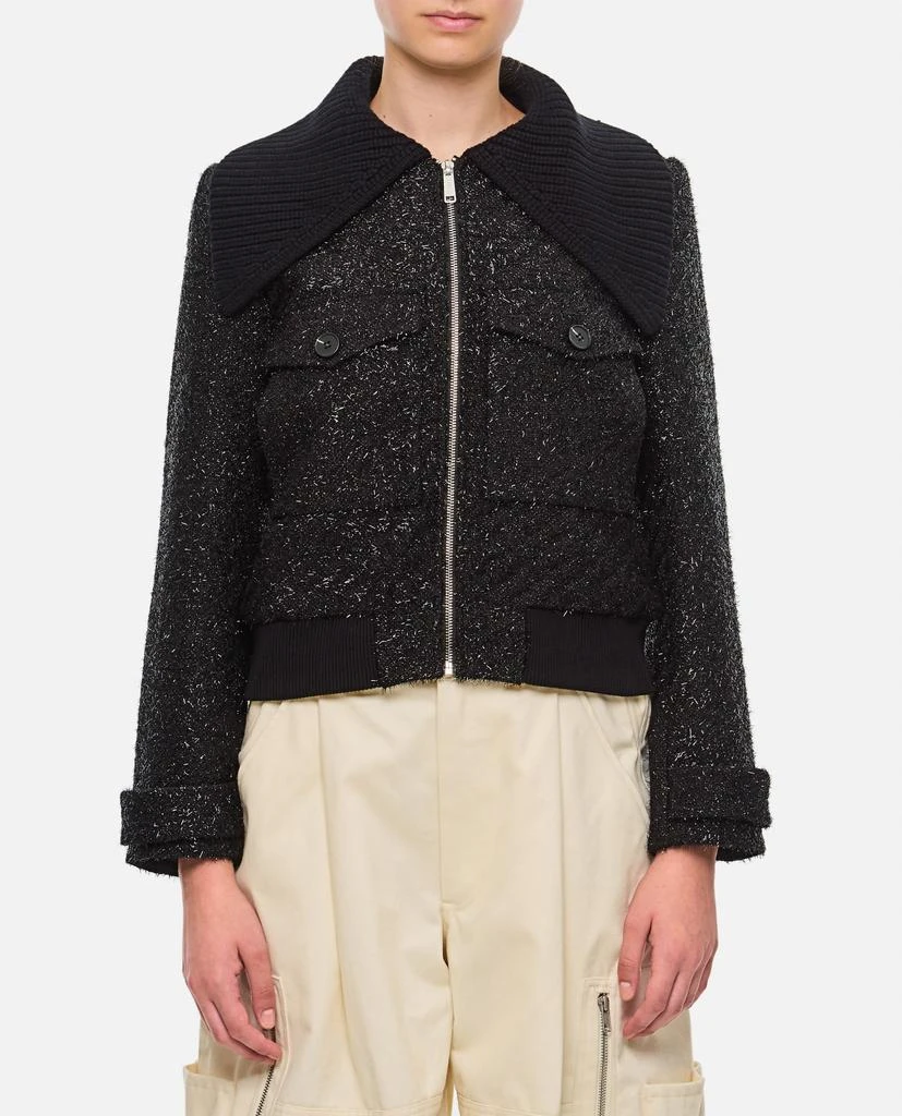 Self Portrait Tinsel Boucle Bomber Jacket 4