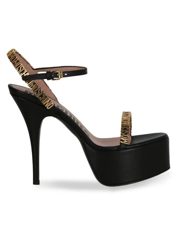 Moschino Logo Leather Platform Stiletto Sandals 1