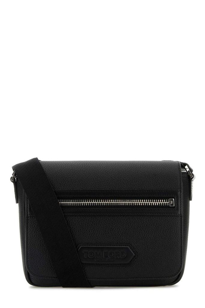 Tom Ford small embossed logo messenger bag - men - - - Black