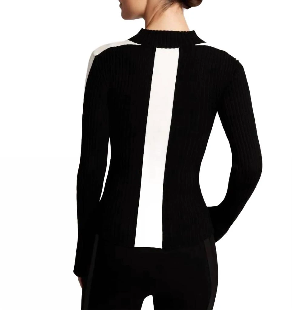 Blanc Noir Blair Mock Neck Sweater In Black/ivory 4