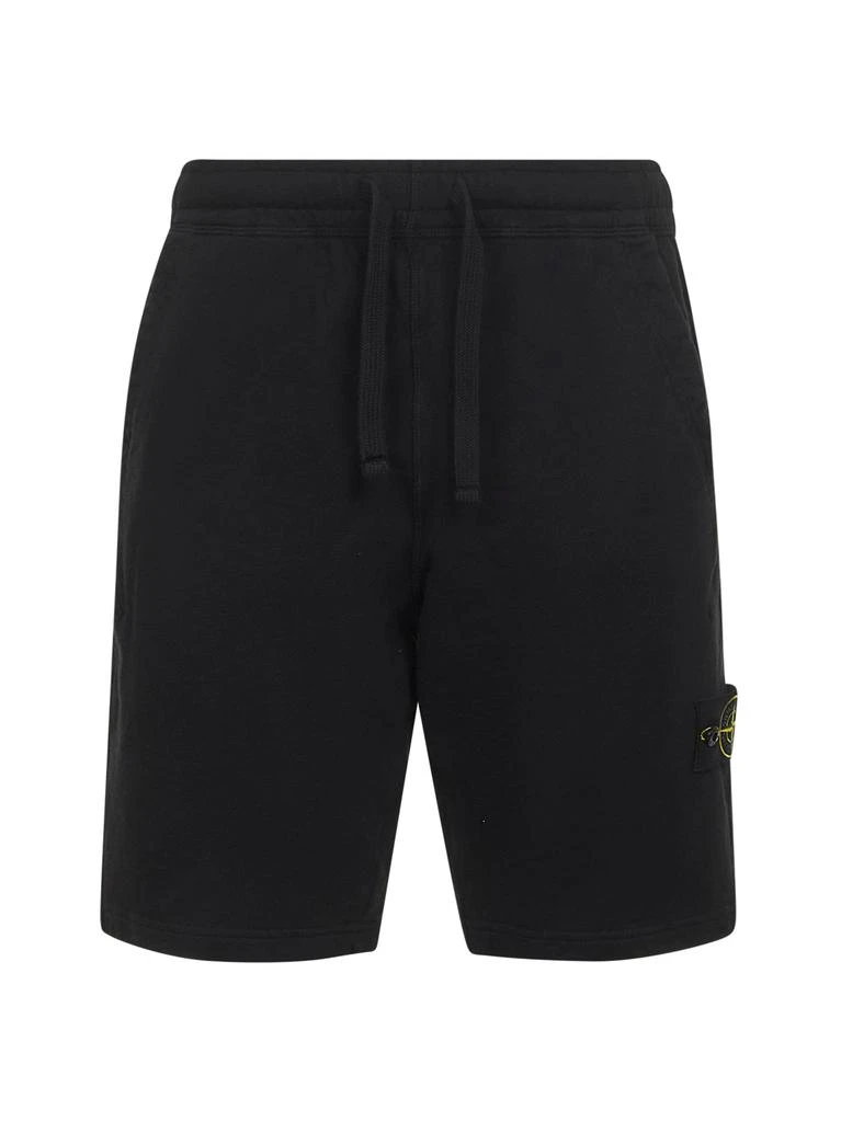 Stone Island STONE ISLAND | Black malfilé cotton fleece shorts | Man | M 1