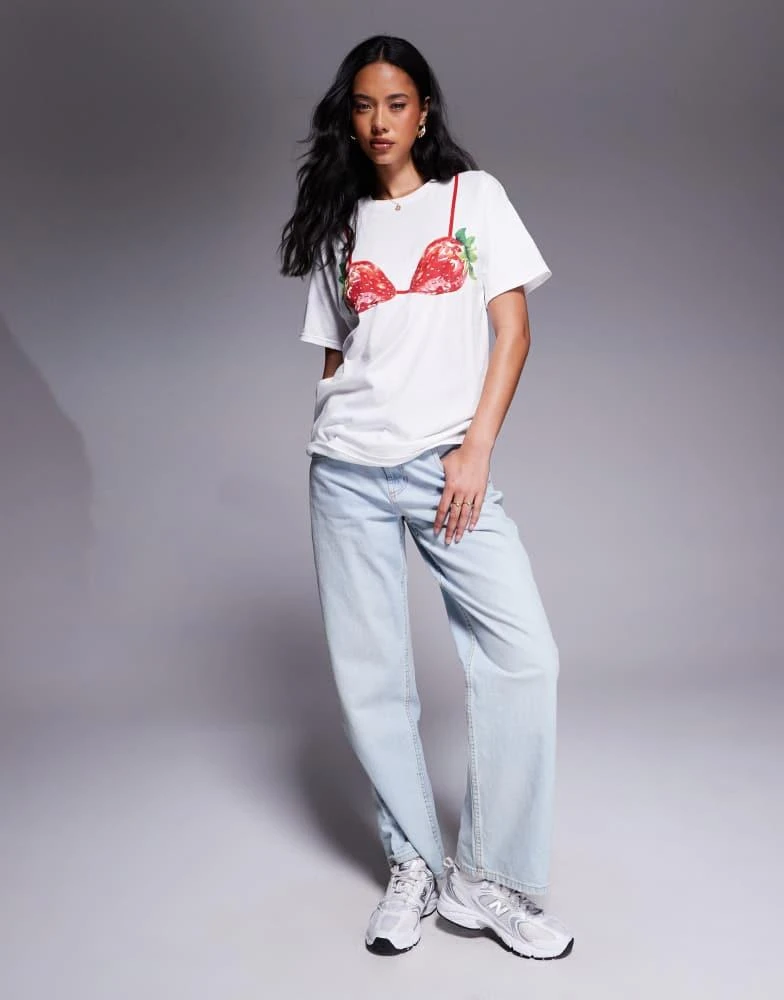River Island River Island strawberry bikini t-shirt in white 2