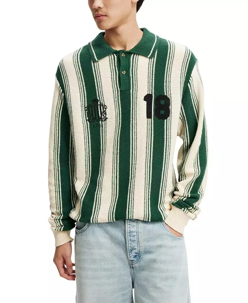 Cotton On Men's Rugby Knit Polo Shirt 1