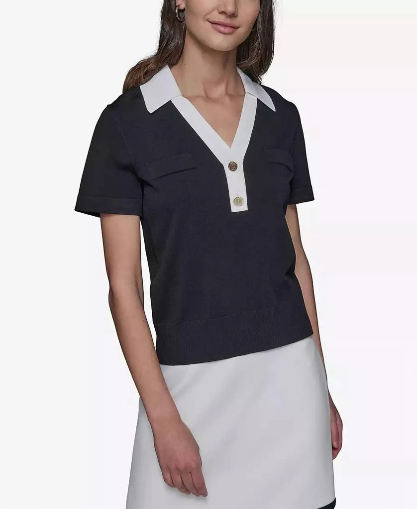 Karl Lagerfeld Paris Women's Colorblocked Knit Polo 1