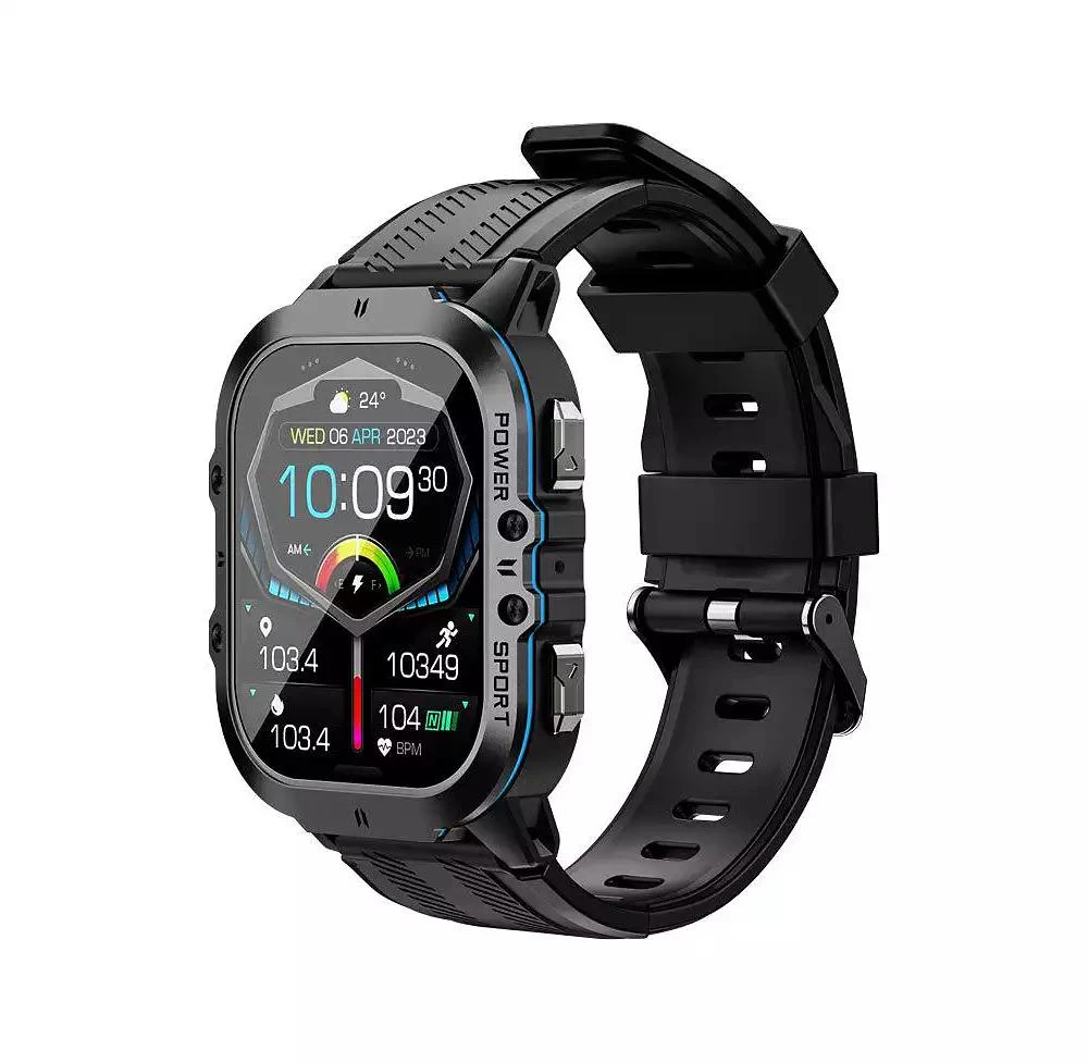 RUXING Smart 1.96'' AMOLED HD Large Screen Smart Watch For Men With Movement Call, Heart rate Blood oxygen Blood pressure monitoring, 1ATM -Blue line 1