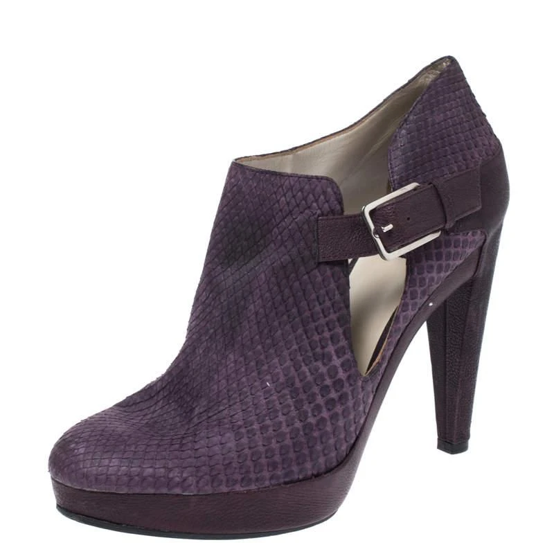 Dior Dior Purple Python Leather And Embossed Leather Platform Ankle Booties Size 40 1