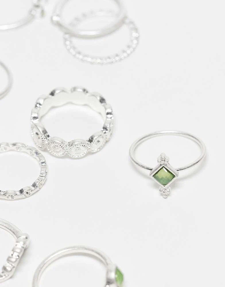 ASOS ASOS DESIGN pack of 12 rings in worn silver tone 3