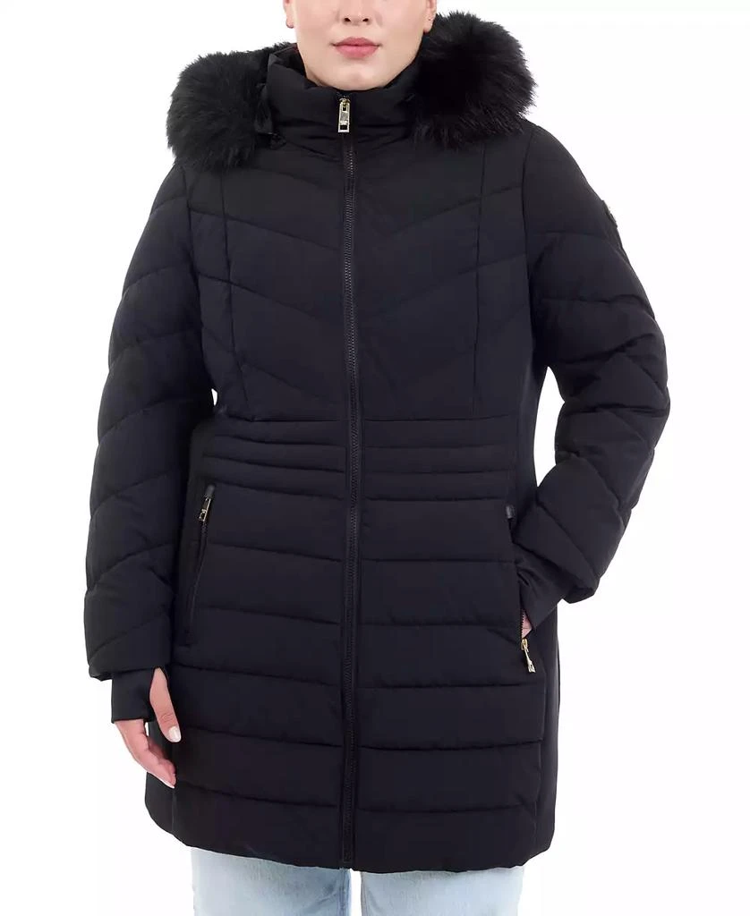 Michael Kors Plus Size Faux-Fur-Trim Hooded Puffer Coat, Created for Macy's 1