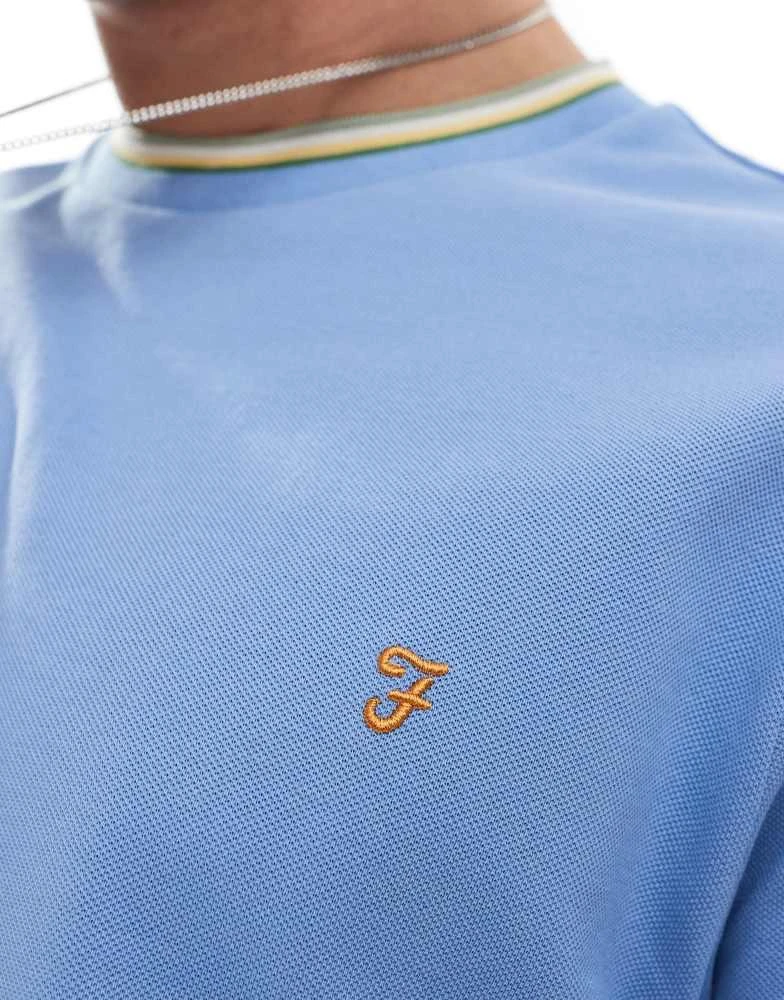 Farah Farah alvin t-shirt in light blue with collar tipping 2