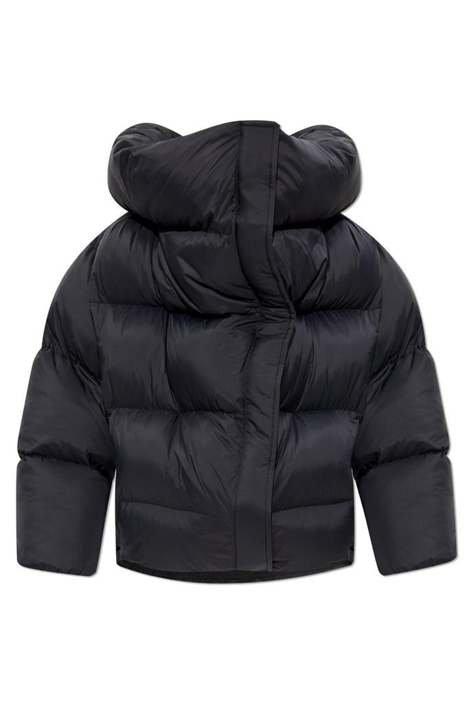 Balenciaga Draped black bomber jacket in technical micro