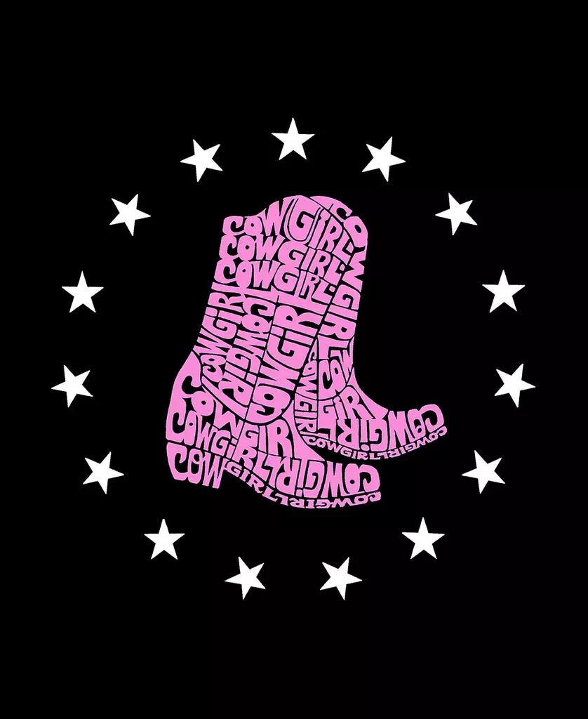 LA Pop Art Women's Cowgirl Boots Word Art Crew Neck T-Shirt 3