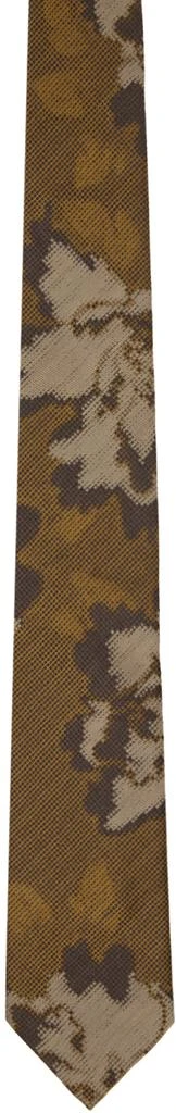 Dries Van Noten Khaki Printed Tie 1