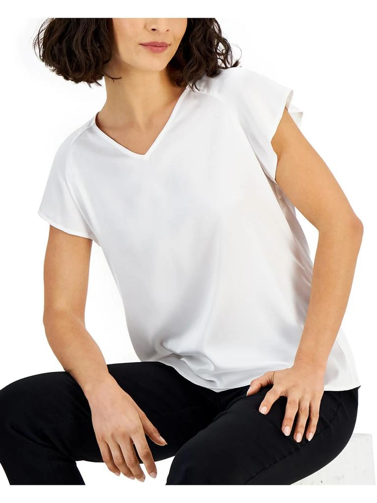 Nine West Womens V-Neck Tie-Back Blouse 1
