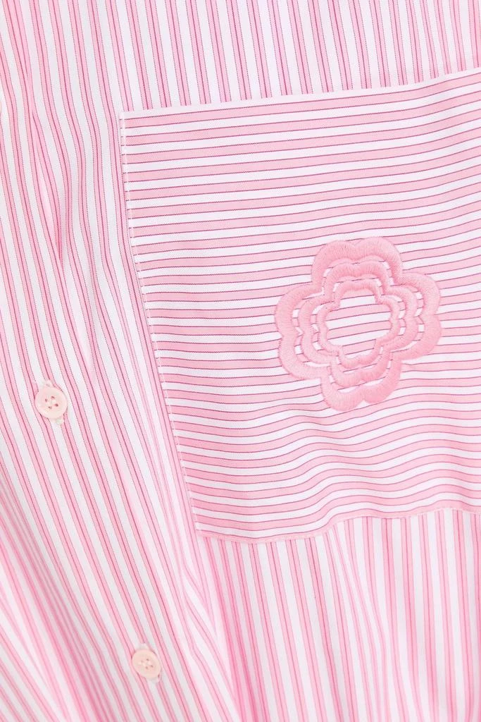 Maje Tie-front striped cotton-blend shirt dress 4
