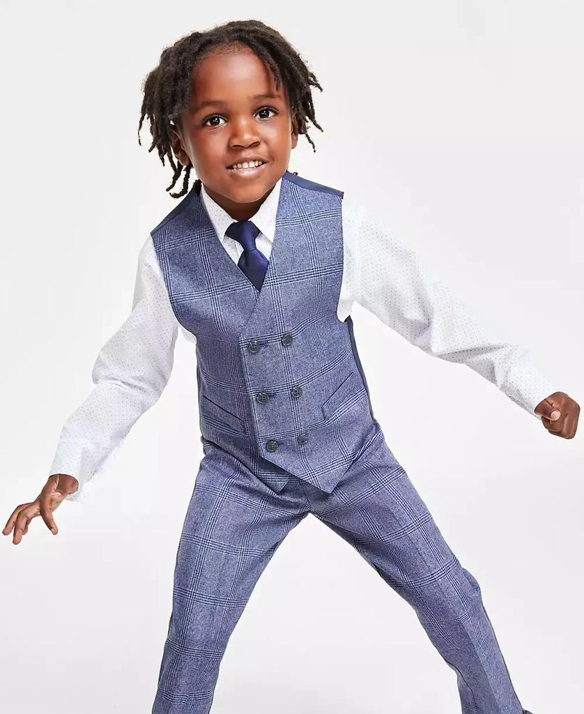 Nautica Toddler and Little Boys Shirt, Windowpane Vest, Pants & Neck Tie Set, 4 piece 1