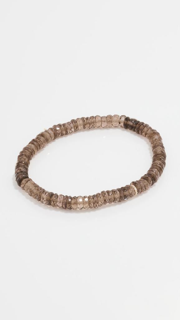 Sydney Evan 14k 4mm Small Cocktail Eternity Rondelle  Bracelet On Smokey Topaz Faceted Wheel