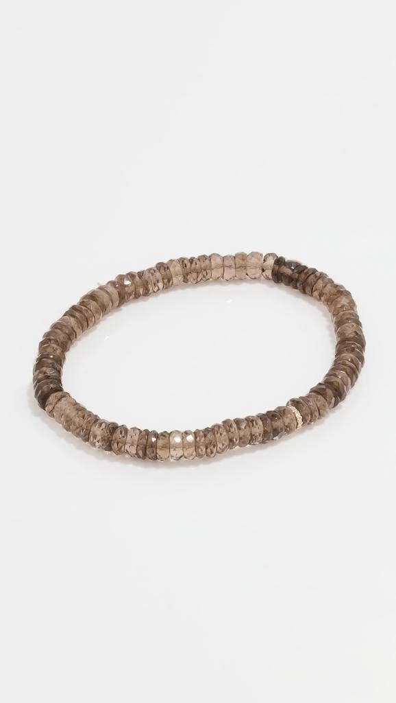 Sydney Evan 14k 4mm Small Cocktail Eternity Rondelle  Bracelet On Smokey Topaz Faceted Wheel 1