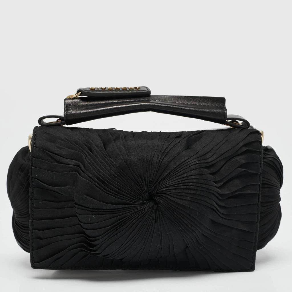 Givenchy Givenchy Black Leather and Satin Pleated Floral Clutch 4