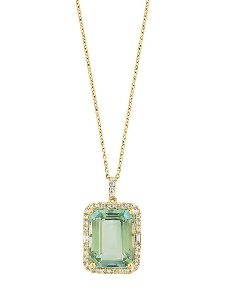 Saks Fifth Avenue Collection 14K Yellow Gold, Green Amethyst
0.33 TCW Diamond Halo Pendant Necklace