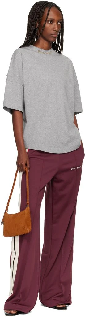 Palm Angels Burgundy Colorblock Zip Track Pants 4
