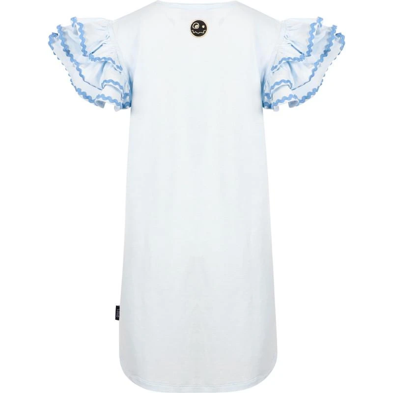 Loud Apparel Laughter and sunbeams ruffled sleeves t shirt dress in blue 2