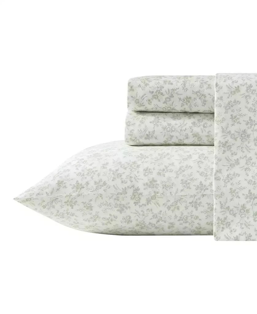 Laura Ashley Floral Toile 300-Thread Count Cotton Sateen 4-Pc. Sheet Set
