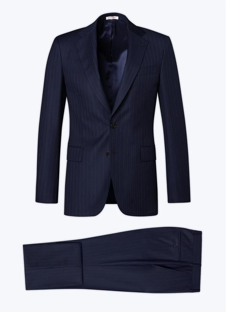 预计3周后发货 Fursac Fursac - Costume 2 Pièces Serge Rayures T/T Effet Jacquard - Marine 6
