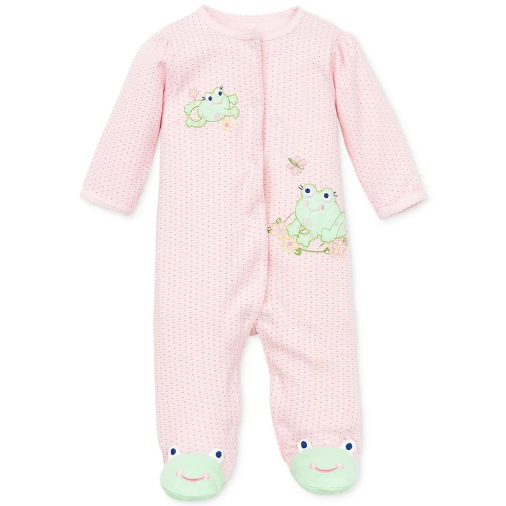 Little Me Baby Frogs Snap Up Footed Cotton Coverall 1