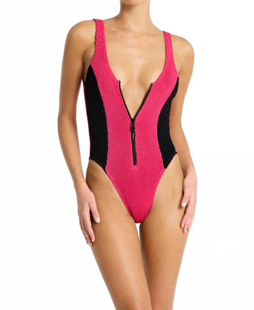 bond-eye Splice Mara One Piece Swimsuit In Raspberry/black